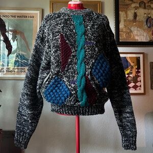 80s Abstract Knitted Granpa Sweater